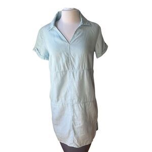 Puree Amice Light Blue Linen Shirt Dress, XS beachy, summer, coverup, polodress
